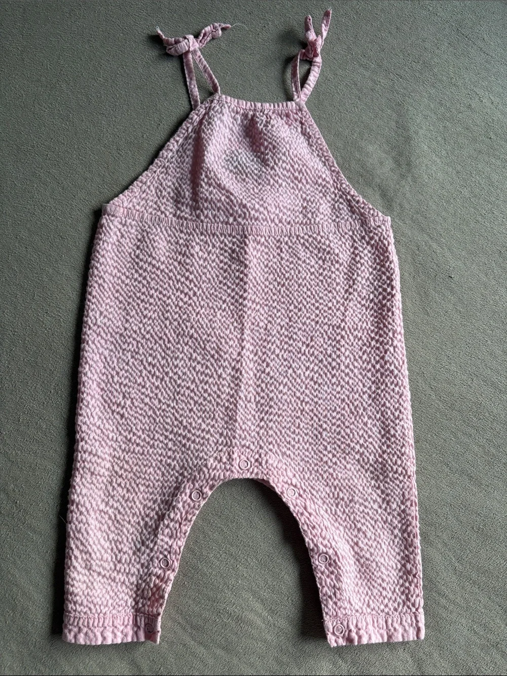 Andy & Evan Mauve Pink Seersucker Textured Tie-Straps Girls Romper Size 9-12M !!